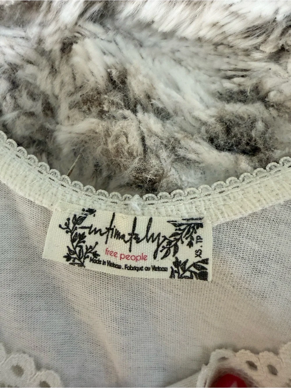 Free People Ivory Lace-Trim Bodysuit